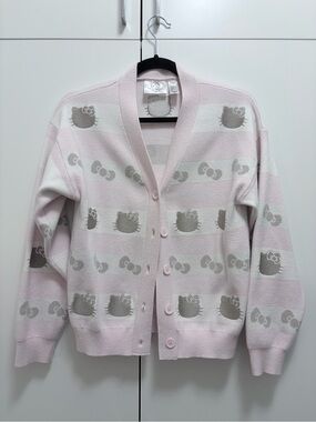 Forever 21 Pink and Gray Hello Kitty Button Cardigan